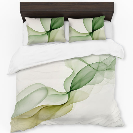 Olive Green Ribbon on Cream Duvet Cover Set