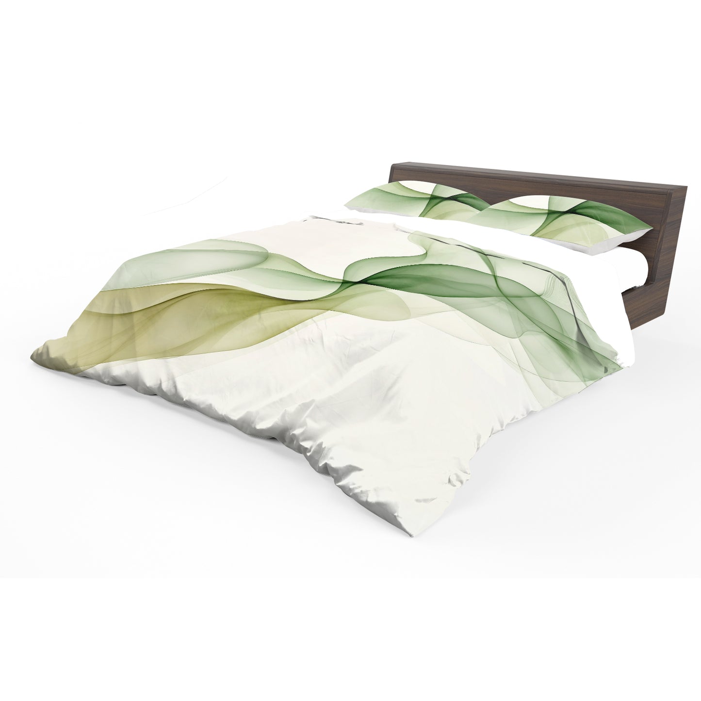 Olive Green Ribbon on Cream Duvet Cover Set