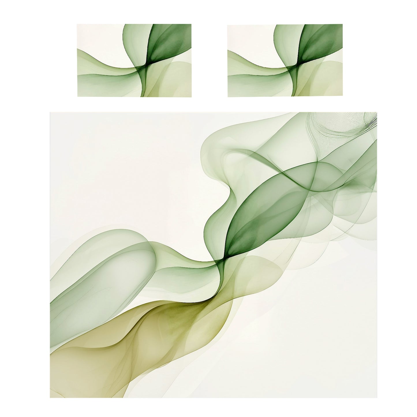 Olive Green Ribbon on Cream Duvet Cover Set