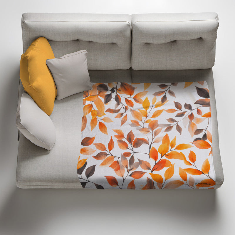 Orange Brown Leaves Light Weight Fleece Blanket by Wikus Schalkwyk