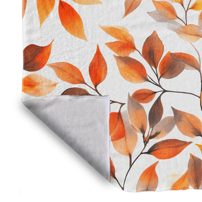 Orange Brown Leaves Light Weight Fleece Blanket by Wikus Schalkwyk