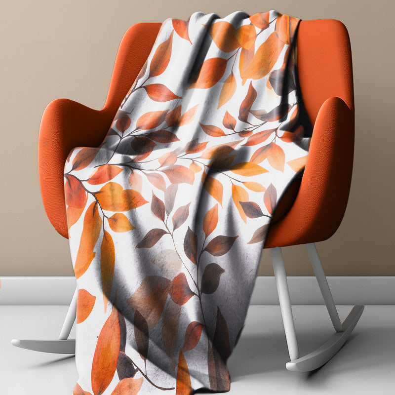 Orange Brown Leaves Light Weight Fleece Blanket by Wikus Schalkwyk