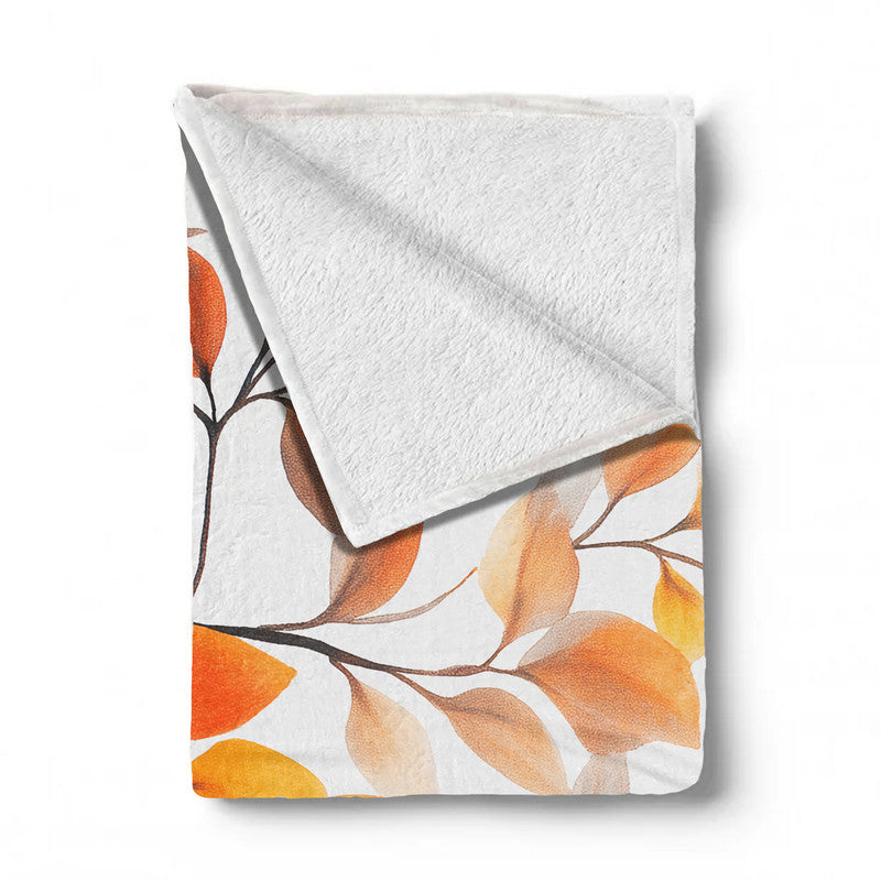 Orange Brown Leaves Light Weight Fleece Blanket by Wikus Schalkwyk