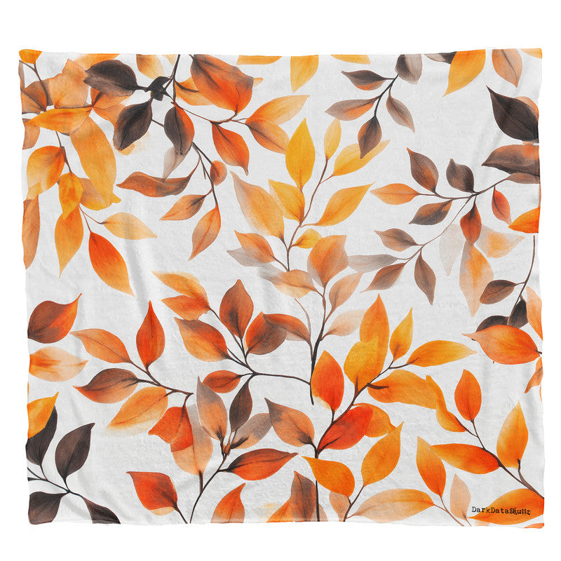 Orange Brown Leaves Light Weight Fleece Blanket by Wikus Schalkwyk