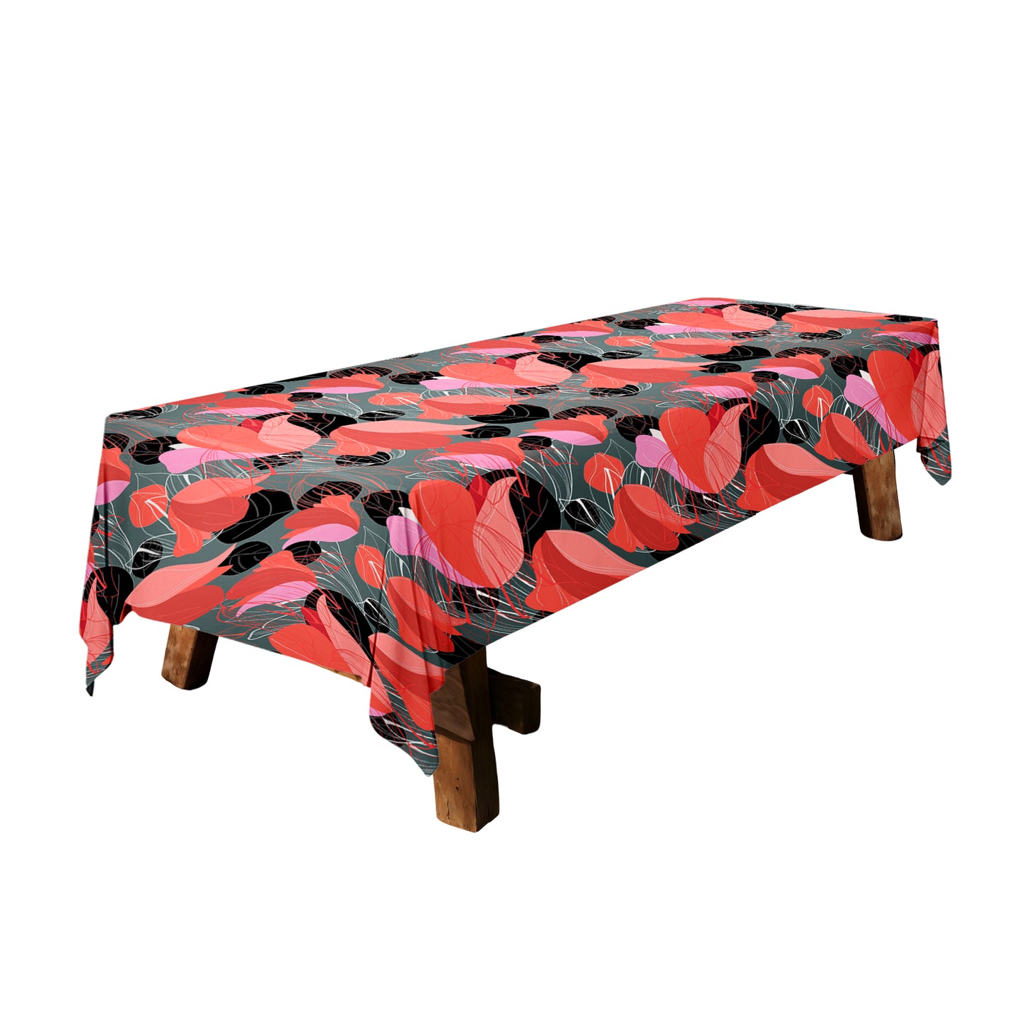 Orange Abstract Petals 3m Rectangle Tablecloth
