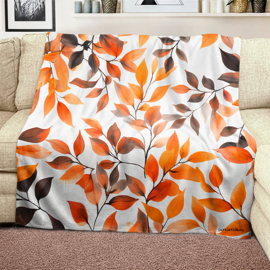 Orange Brown Leaves Light Weight Fleece Blanket by Wikus Schalkwyk
