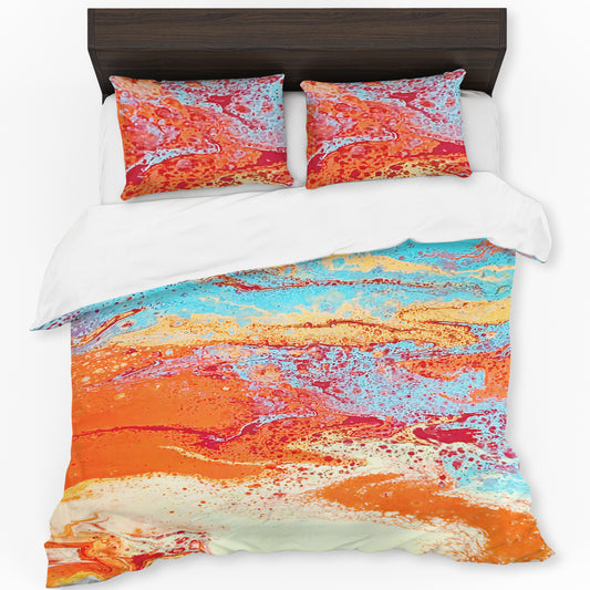 Orange Painted Colour Bloom Duvet Cover Set