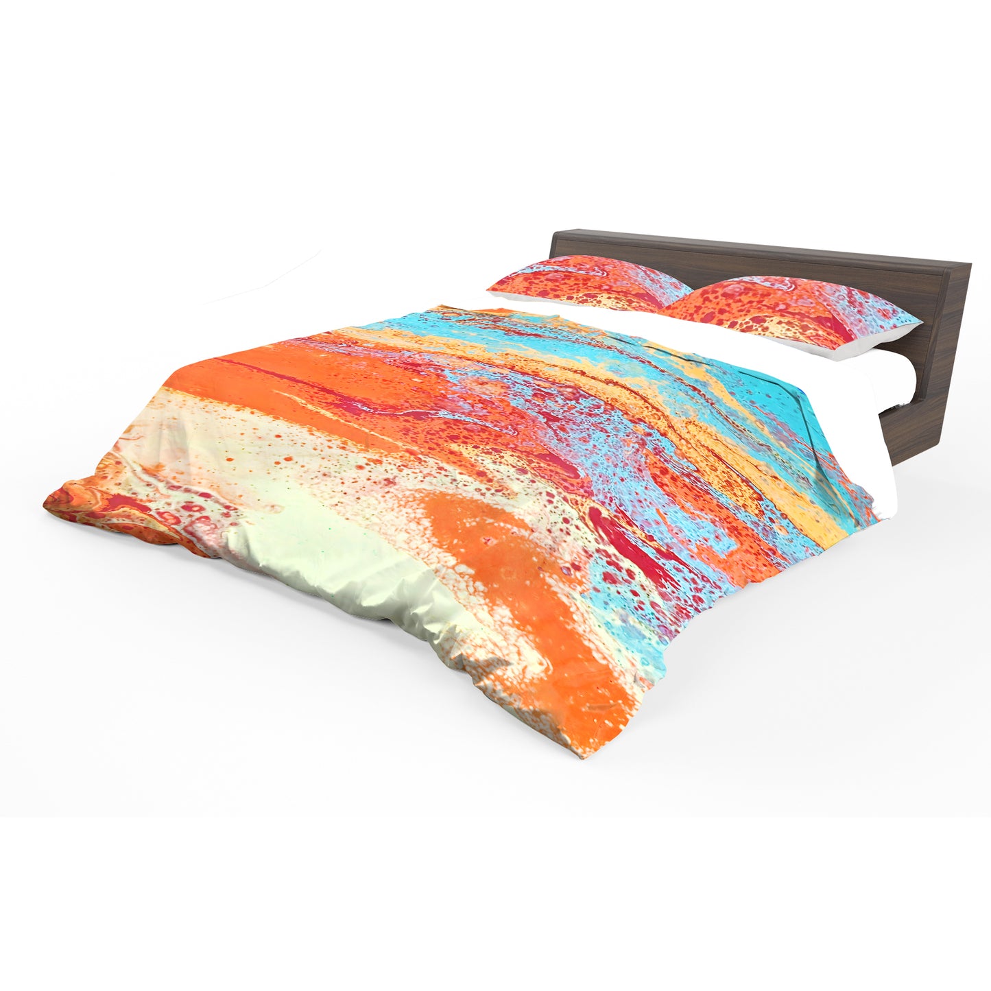 Orange Painted Colour Bloom Duvet Cover Set