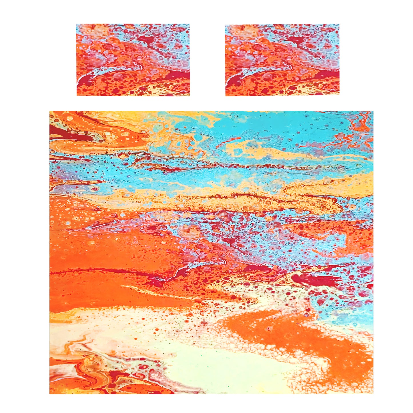 Orange Painted Colour Bloom Duvet Cover Set