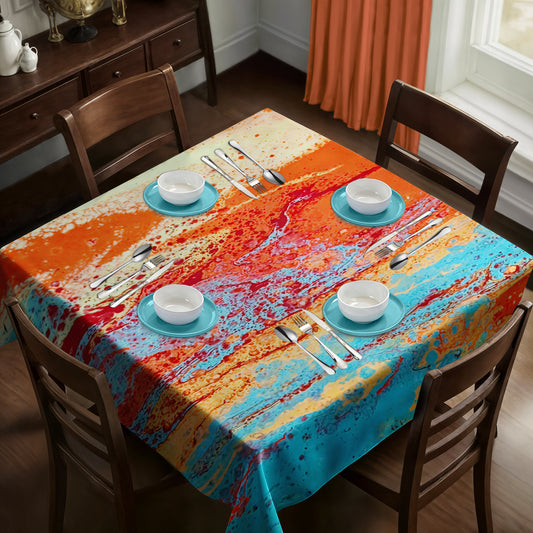 Orange Painted Colour Bloom Square Tablecloth
