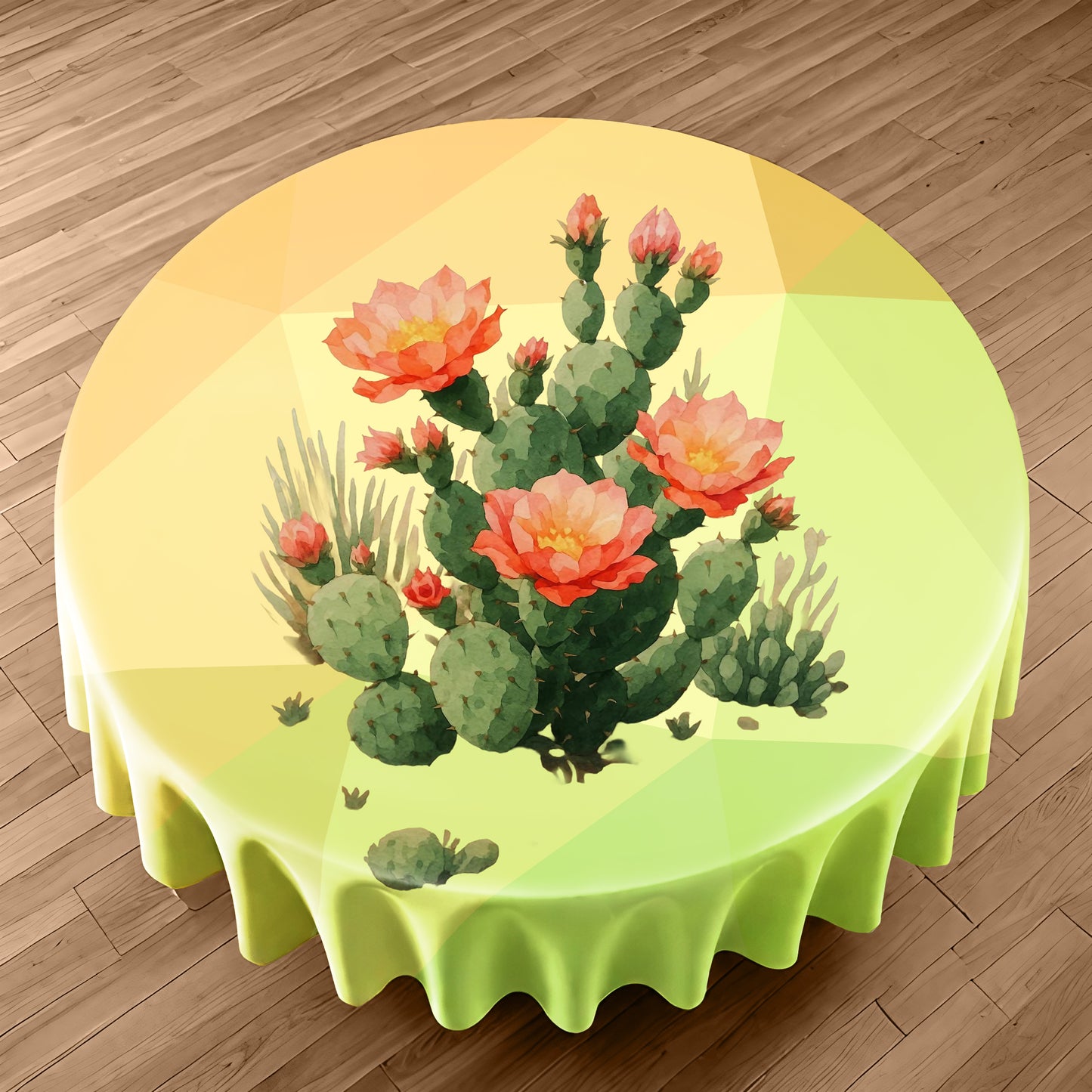 Orange Succulent Round Tablecloth
