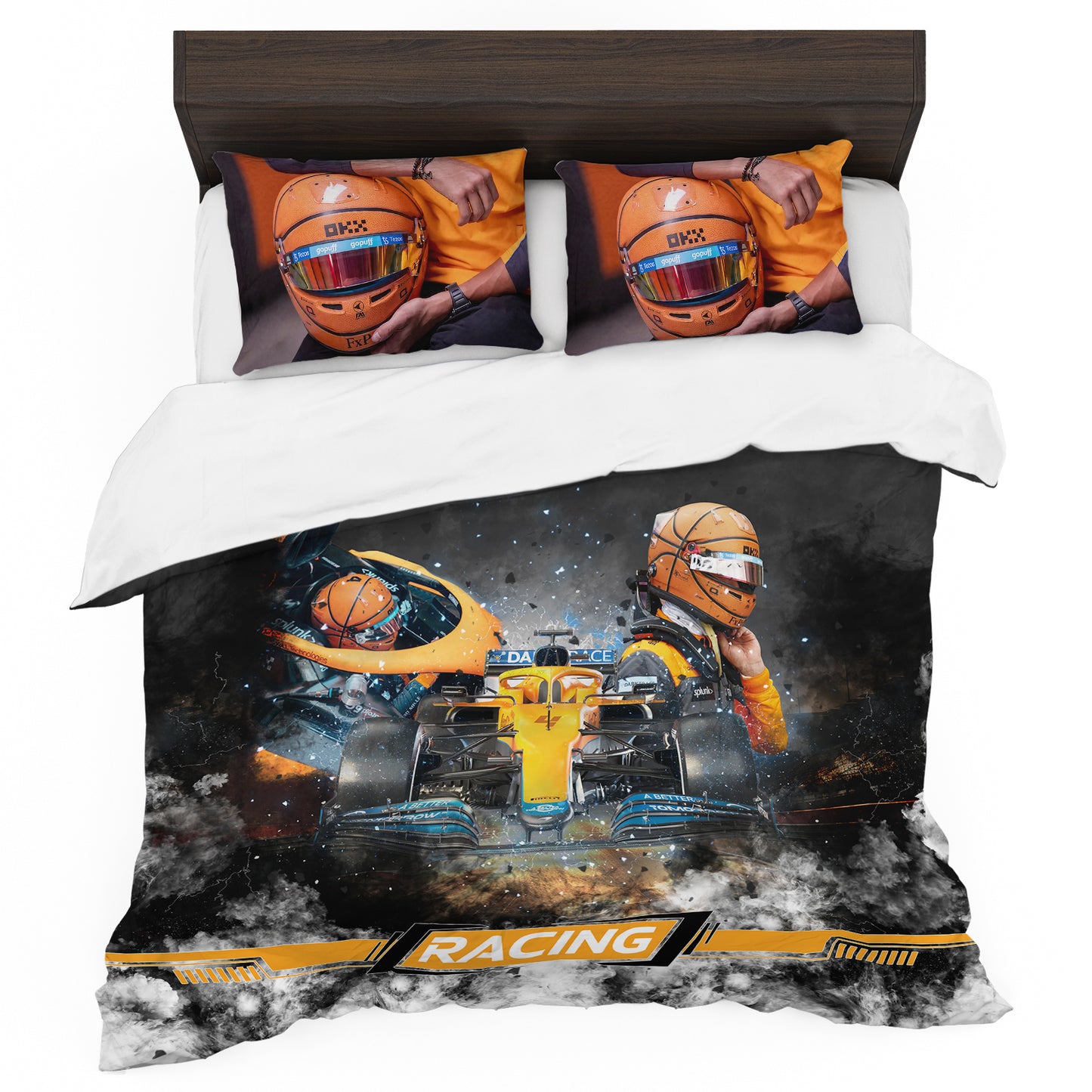 Orange Thunder Racing Duvet Cover Set