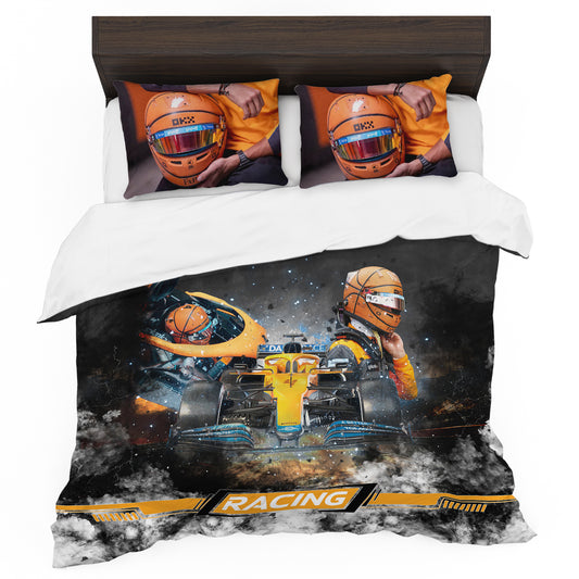 Orange Thunder Racing Duvet Cover Set