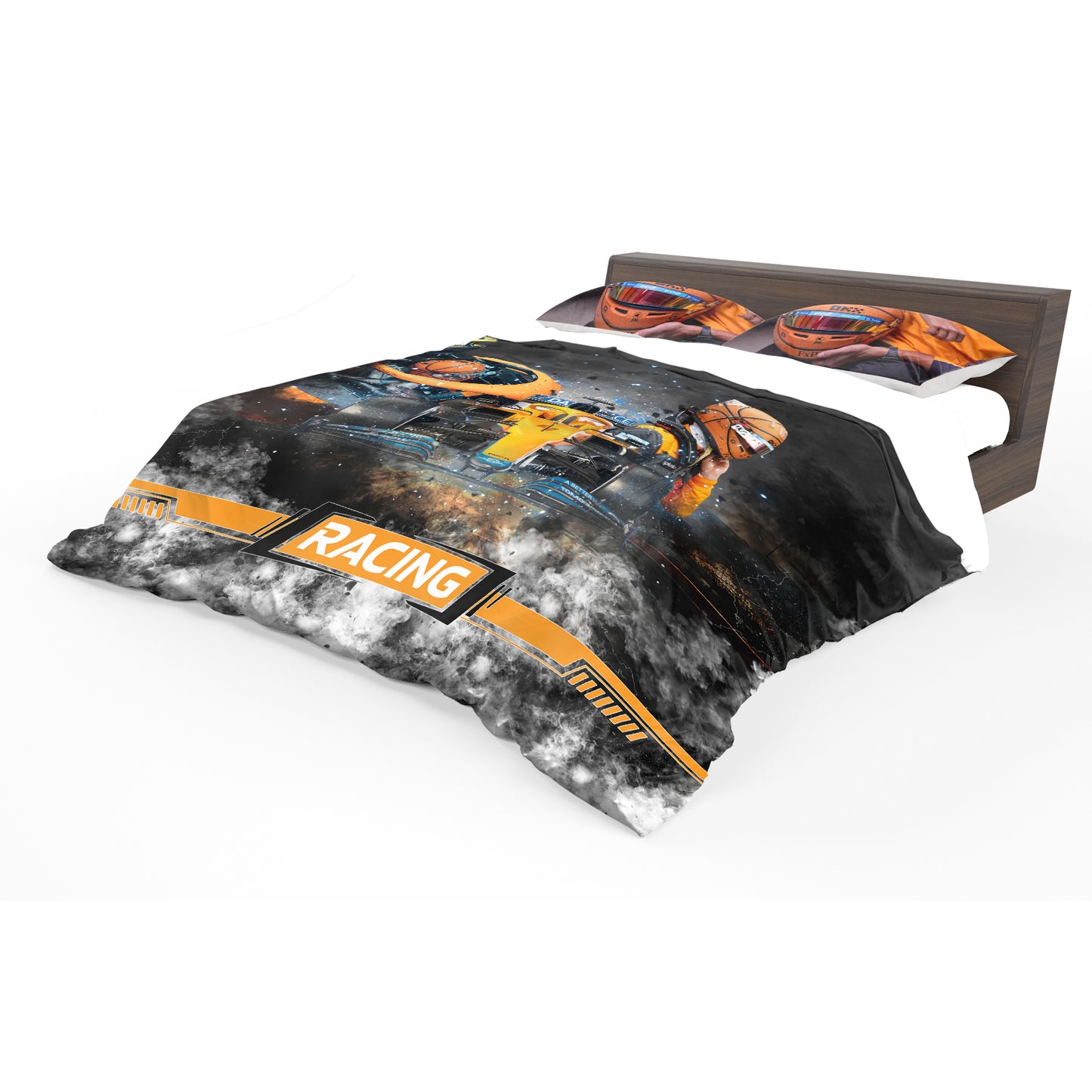 Orange Thunder Racing Duvet Cover Set