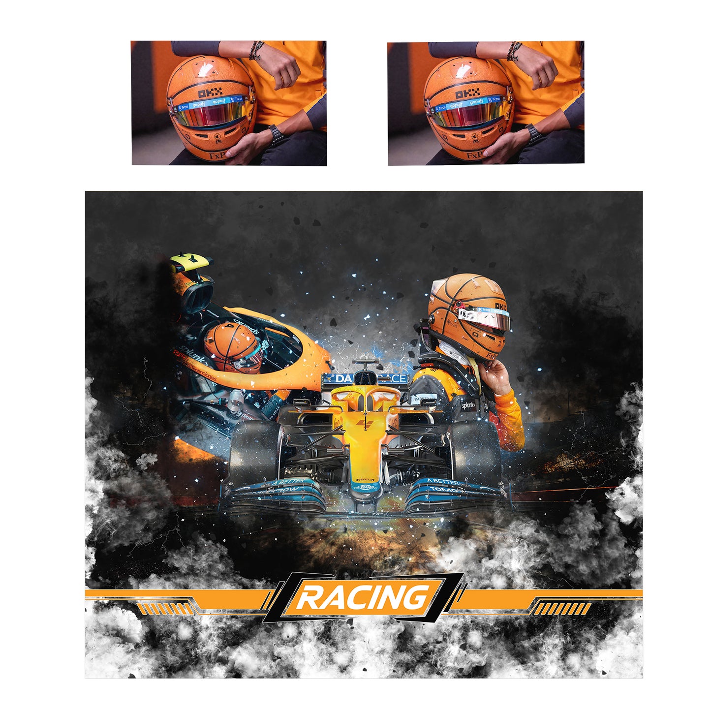Orange Thunder Racing Duvet Cover Set