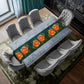 Orange Water Painted Flowers on Emerald Green Table Runner By Mark van Vuuren