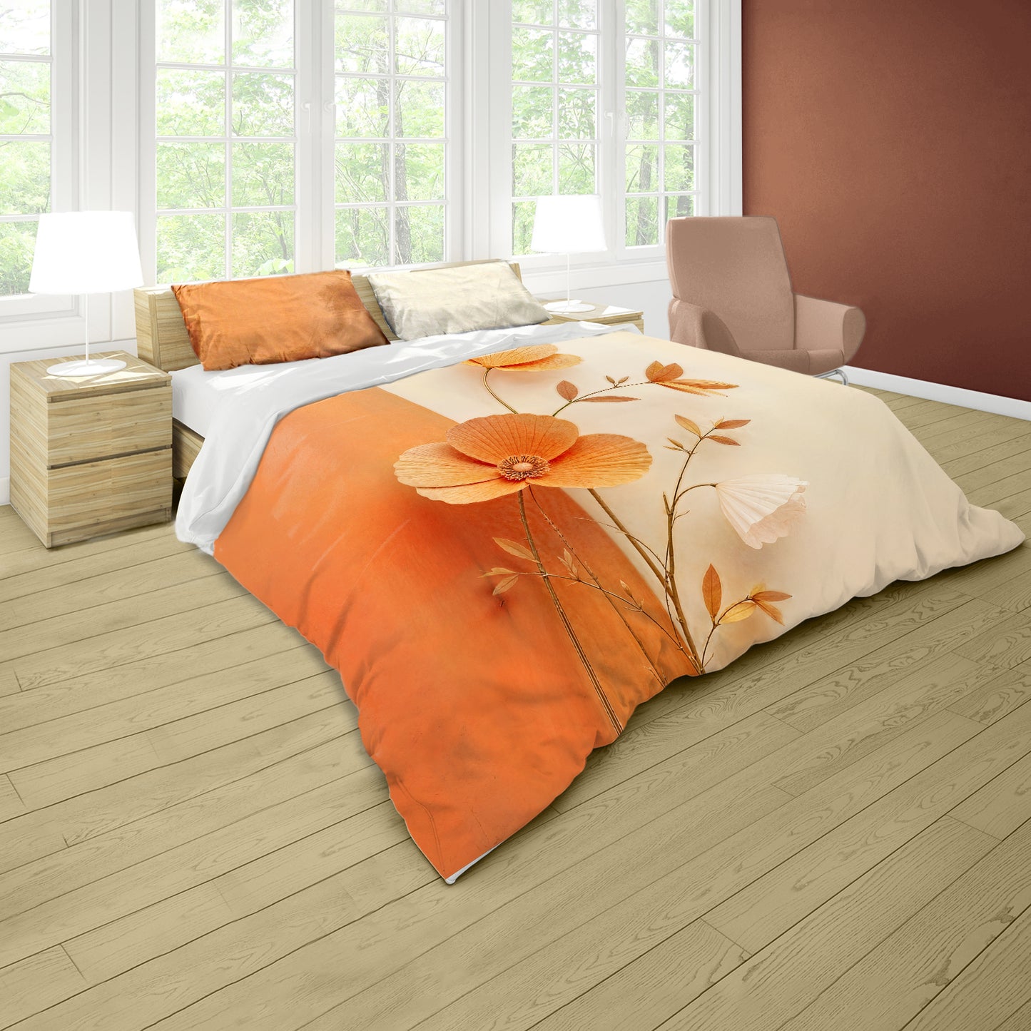 Orange & Beige Duvet Cover Set