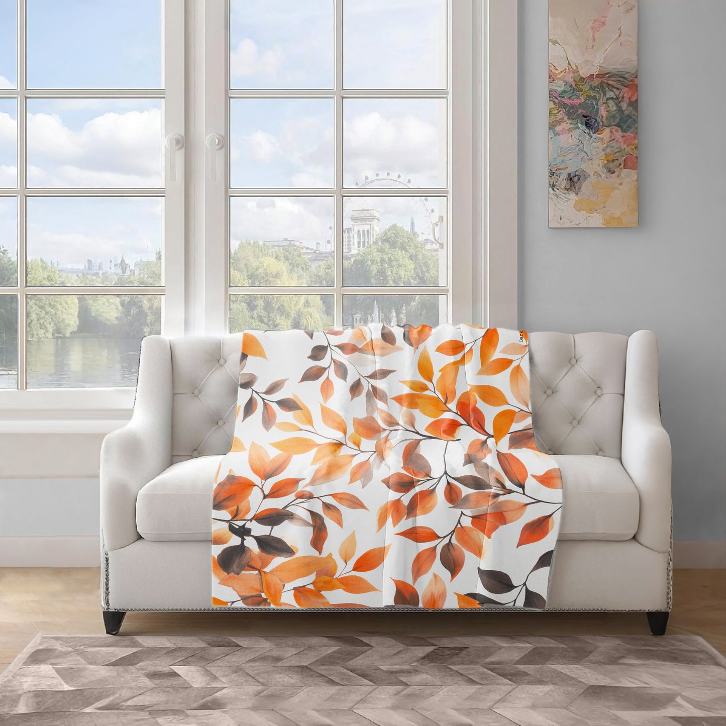 Orange Brown Leaves Light Weight Fleece Blanket by Wikus Schalkwyk