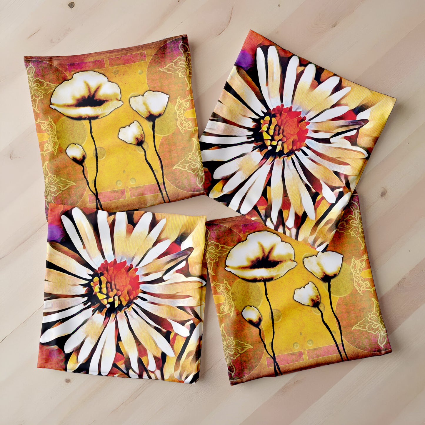 Orange Floral Painted Luxury Scatter Covers (Set of 4)
