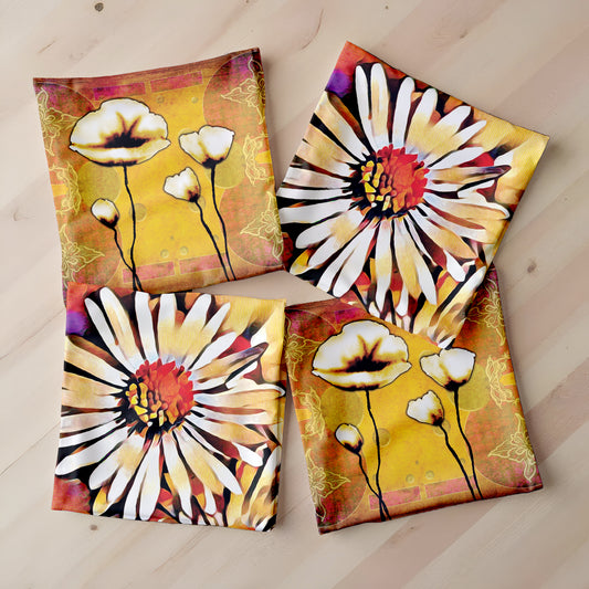 Orange Floral Painted Luxury Scatter Covers (Set of 4)