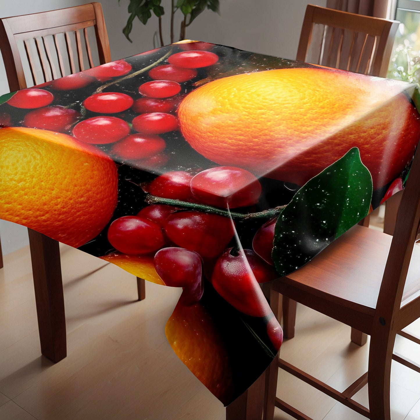 Orange & Grapes Square Tablecloth