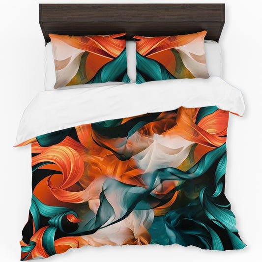 Orange & Green Drapes Duvet Cover Set
