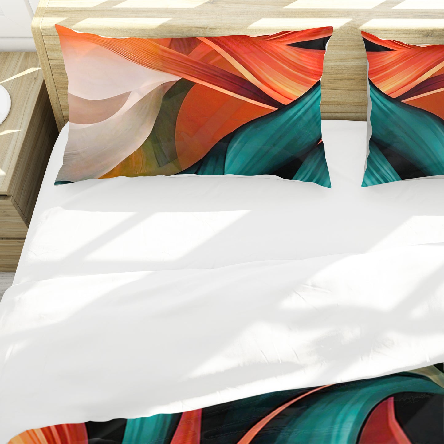 Orange & Green Drapes Duvet Cover Set