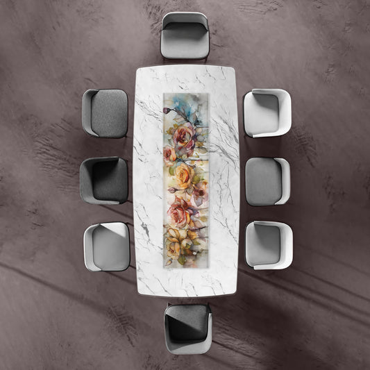 Orange Water Colour Roses 160cm Table Runner