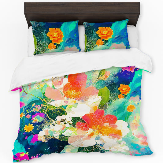 Orange & White Colour Cascade Duvet Cover Set