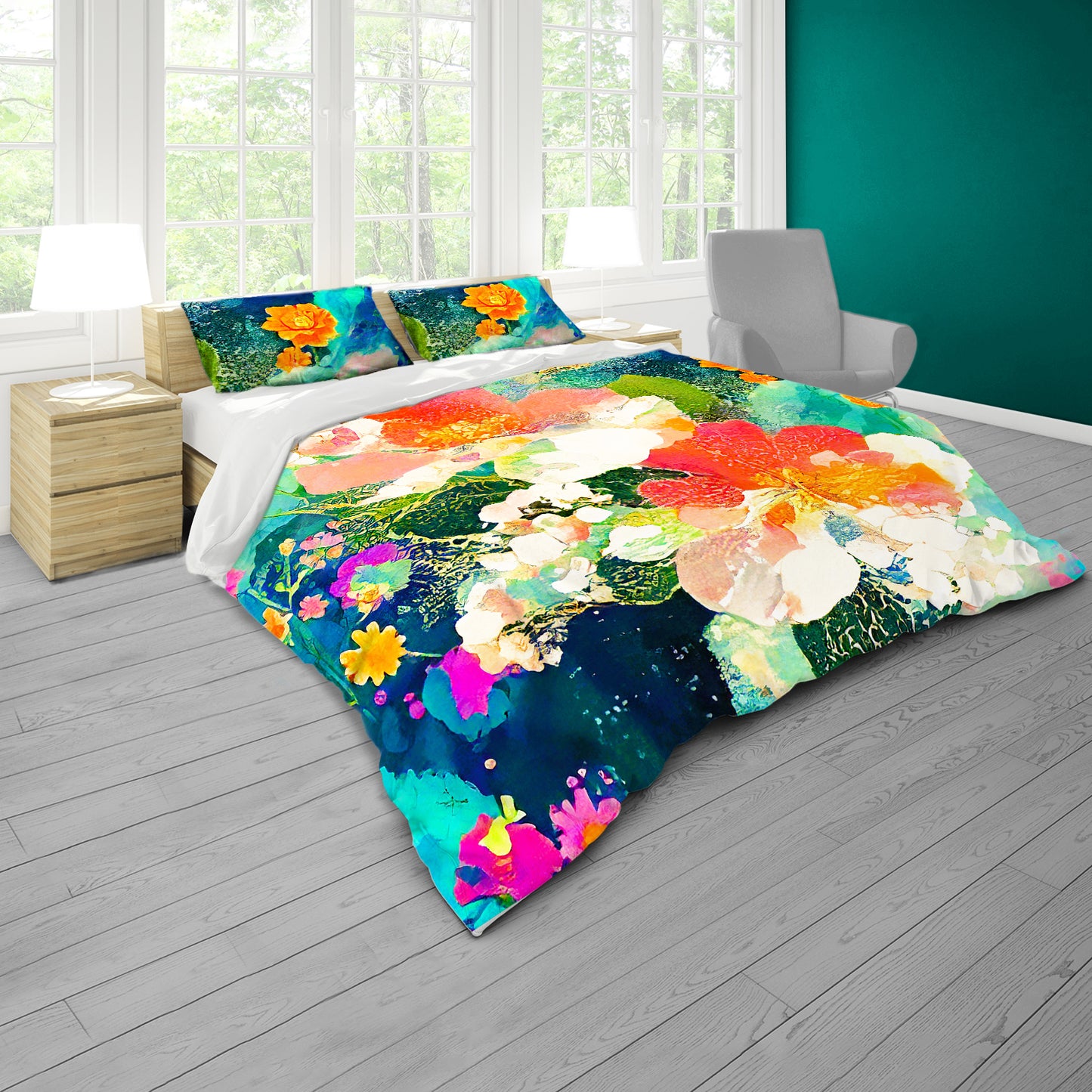 Orange & White Colour Cascade Duvet Cover Set
