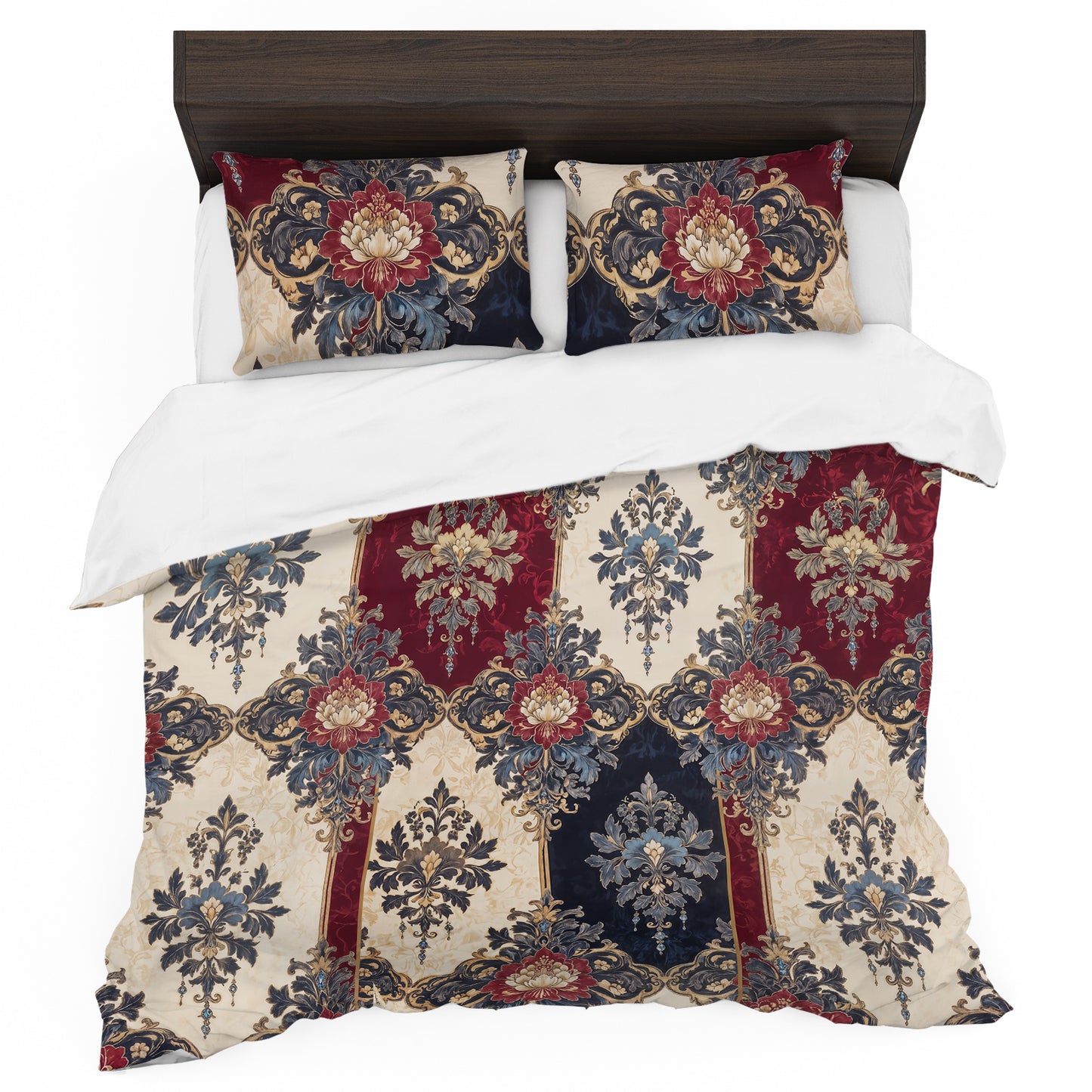 Ornamental Stripe Damask Duvet Cover Set