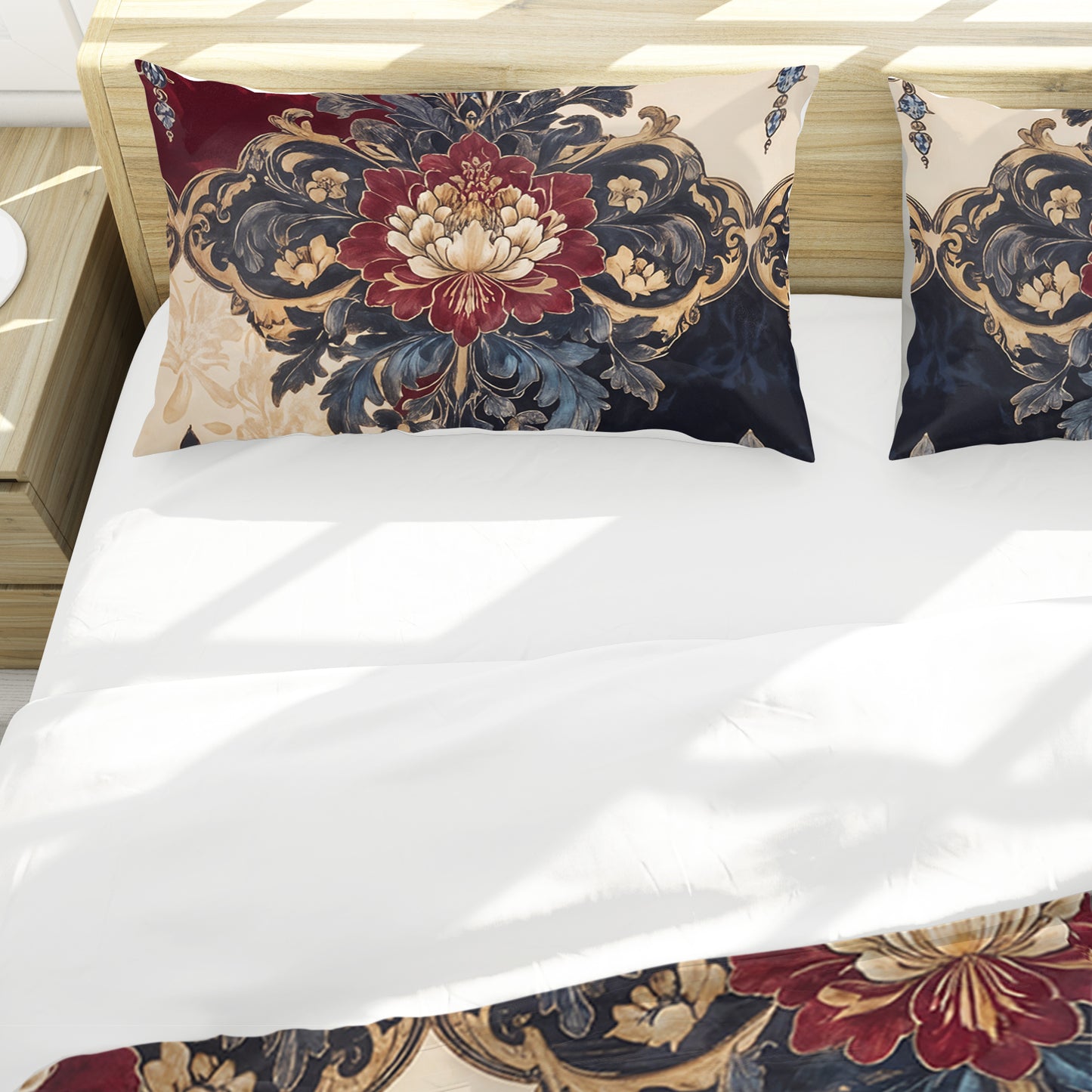 Ornamental Stripe Damask Duvet Cover Set