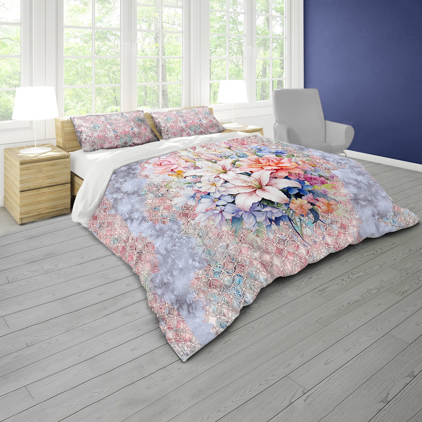 Ornate Lilies Duvet Cover Set