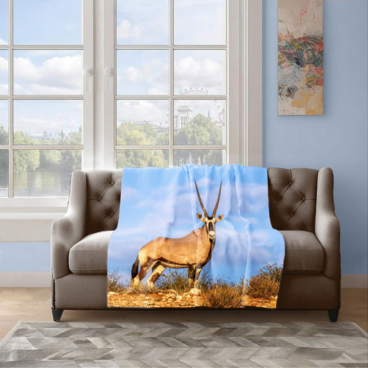 Oryx On The Horizon Light Weight Fleece Blanket by Annette Heymans