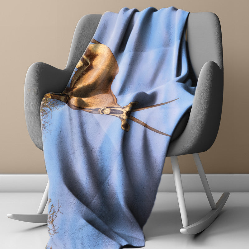 Oryx On The Horizon Light Weight Fleece Blanket by Annette Heymans
