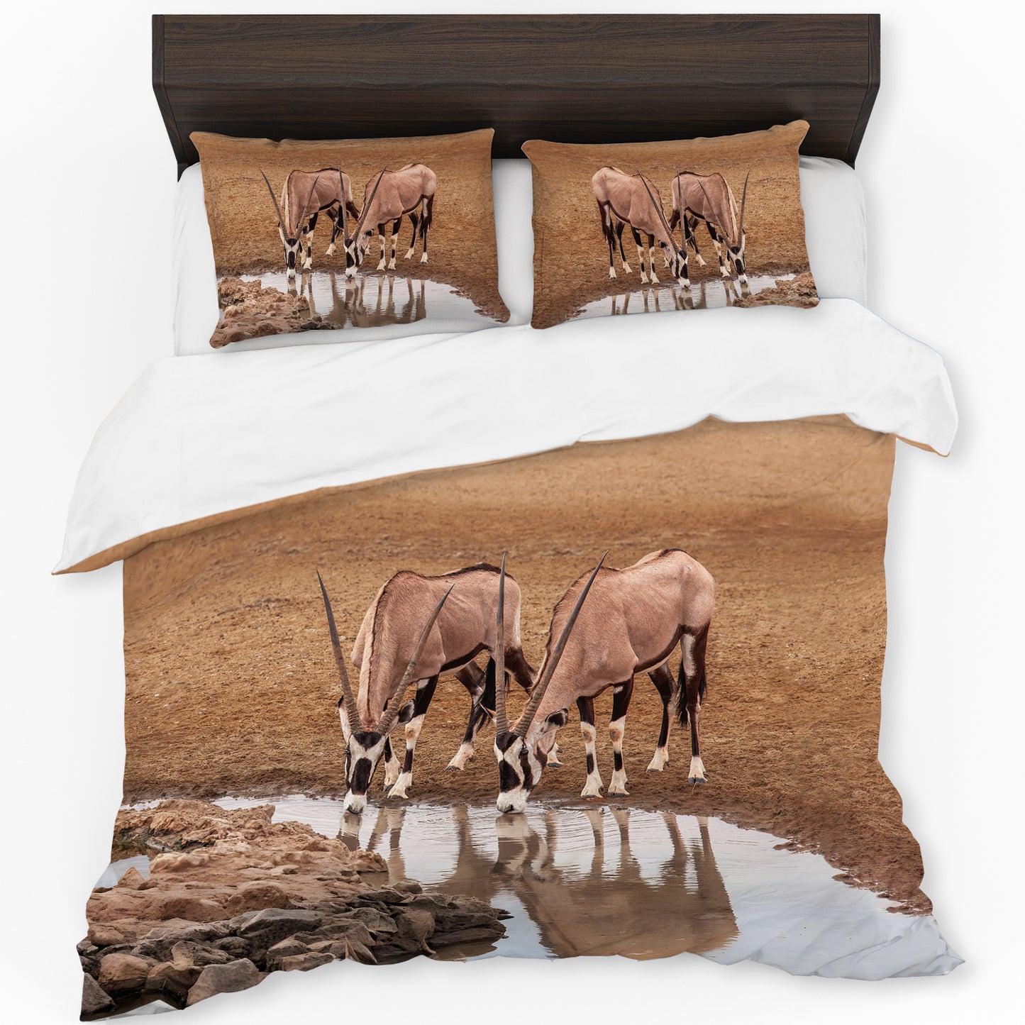 Oryx At Waterhole Duvet Cover Set by Annette Heymans
