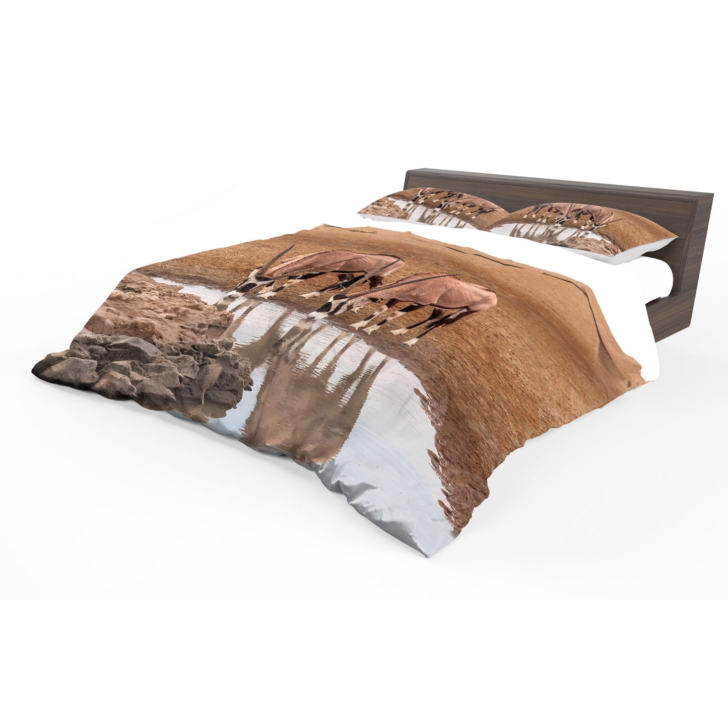 Oryx At Waterhole Duvet Cover Set by Annette Heymans