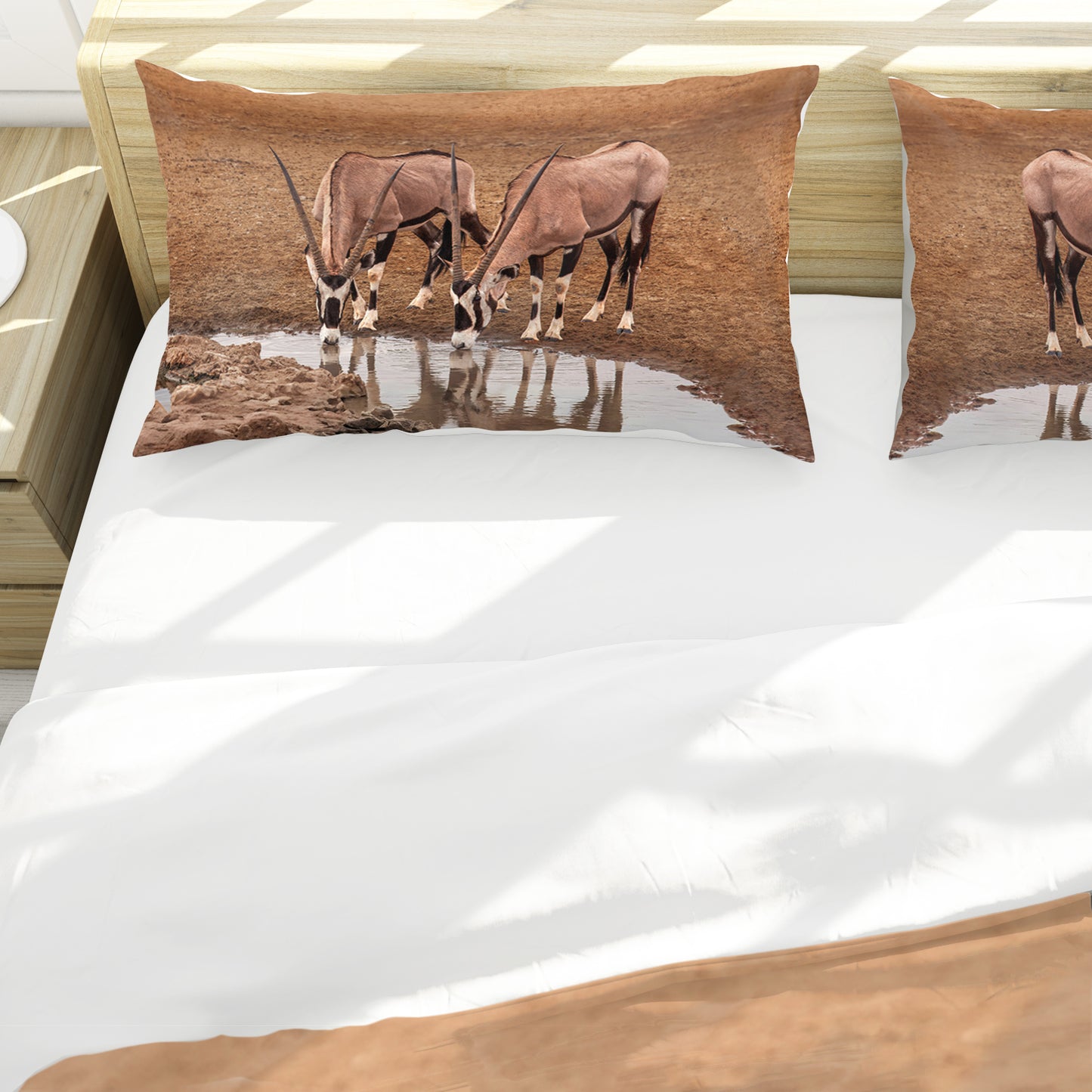 Oryx At Waterhole Duvet Cover Set by Annette Heymans