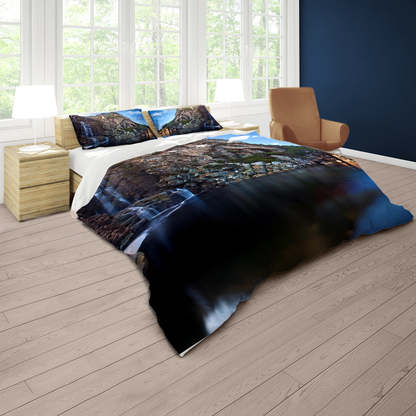Otter Hike Waterfall Duvet Cover Set by Fanie Heymans
