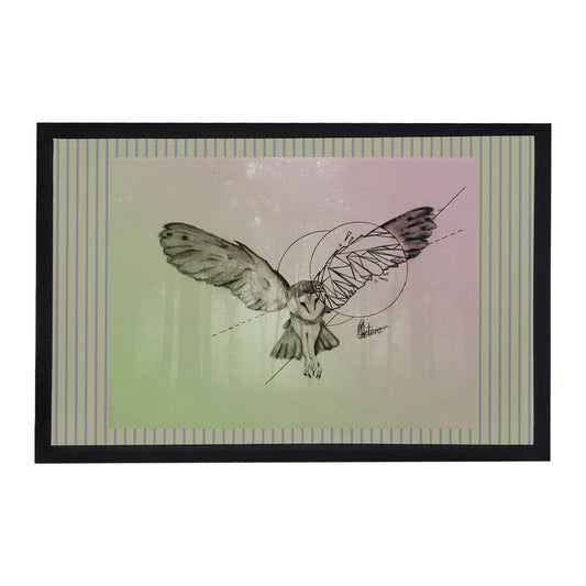 Owl In Flight Door Mat by Nathan Pieterse