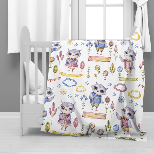 Owl Flower Festival Minky Blanket