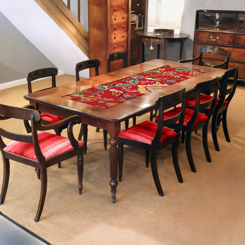 Painted Birds Abstract on Red 160cm Table Runner