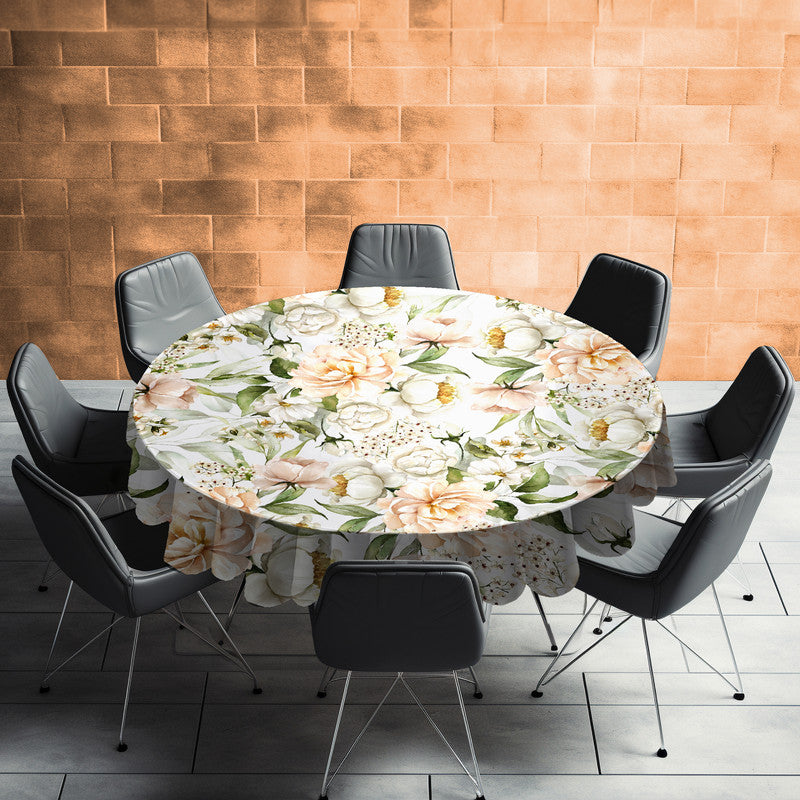 Painted Peach Peonies Round Tablecloth by Mark van Vuuren
