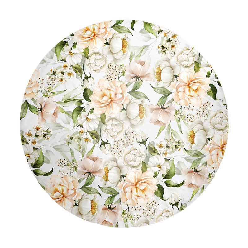 Painted Peach Peonies Round Tablecloth by Mark van Vuuren