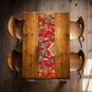 Painted Birds Abstract on Red 160cm Table Runner