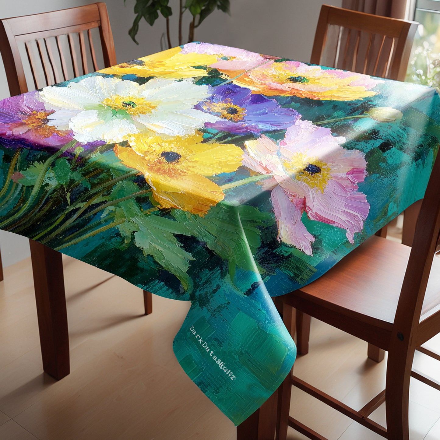 Painted Bloomscape Square Tablecloth by Wikus Schalkwyk