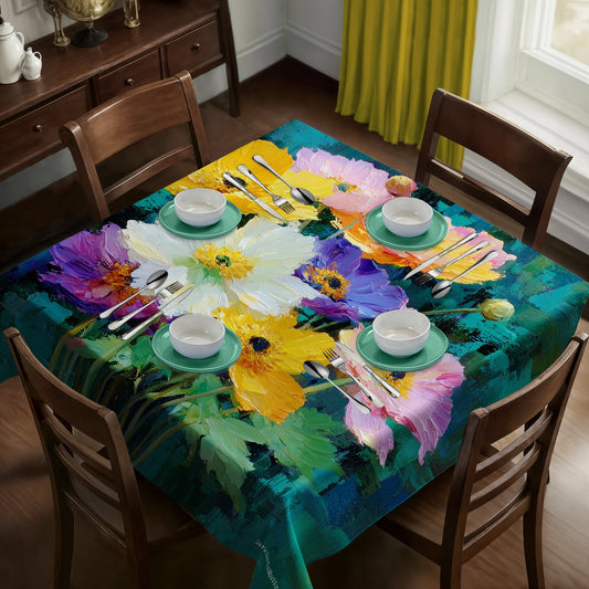 Painted Bloomscape Square Tablecloth by Wikus Schalkwyk