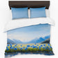 Painted Blue Daisies Duvet Cover Set