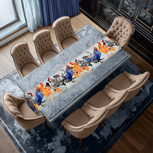Painted Chickens Table Runner By Mark van Vuuren