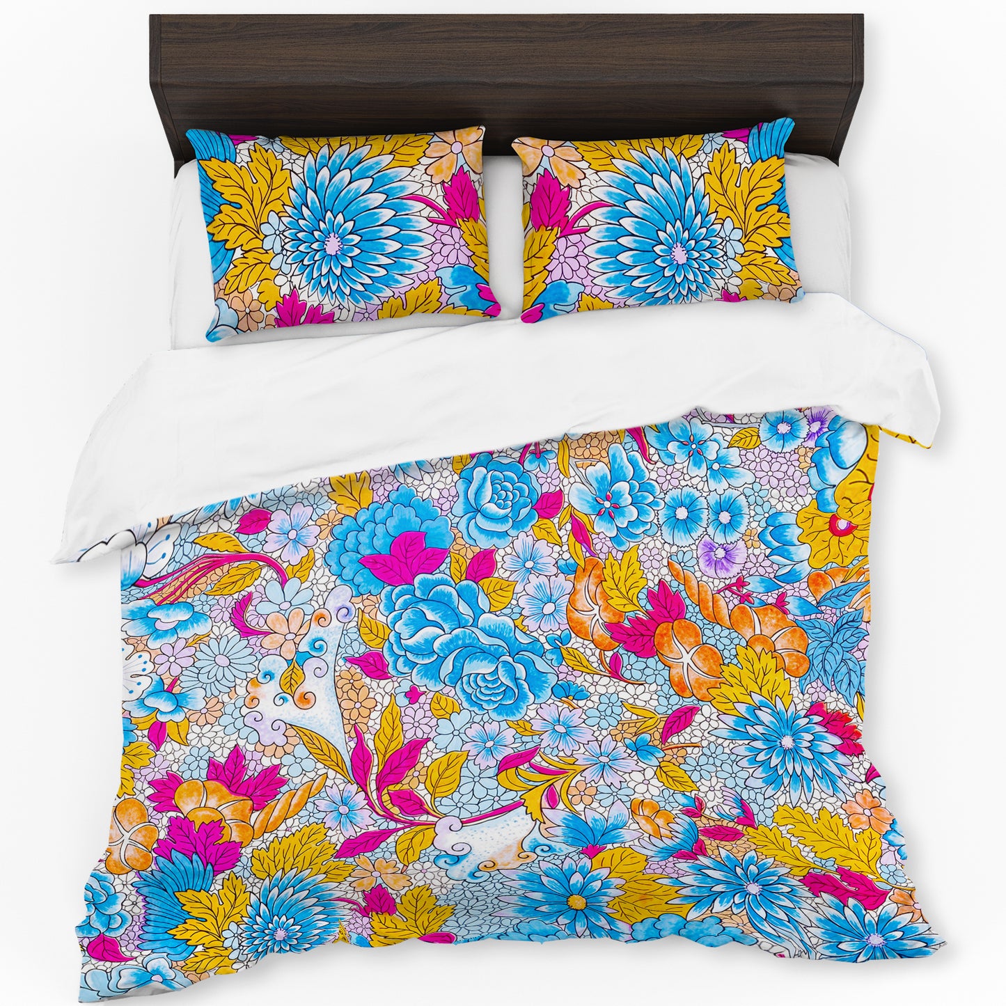 Painted Colourfull Floral Duvet Cover Set